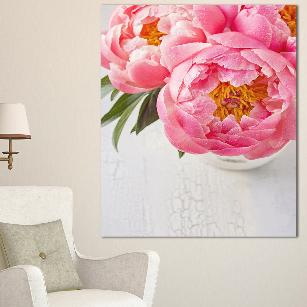 Full Bloom Pink Peony Flowers, Floral Canvas Art Print, 30"x40"