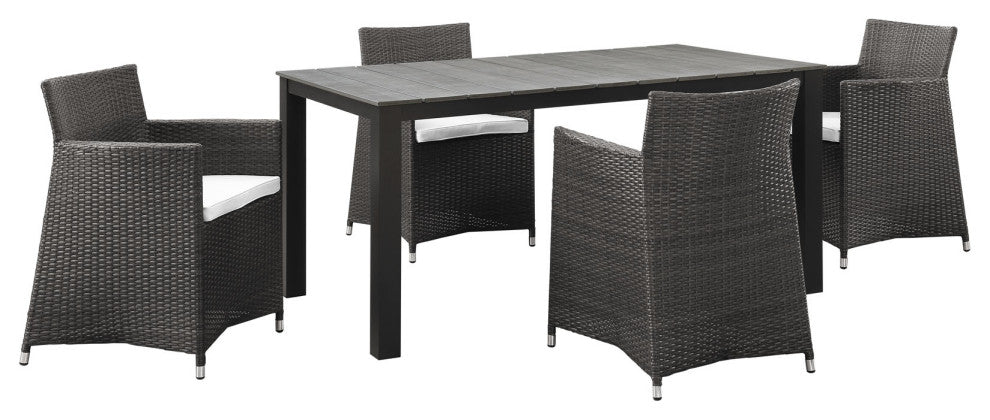 Brown White Junction 5-Piece Outdoor Patio Dining Set