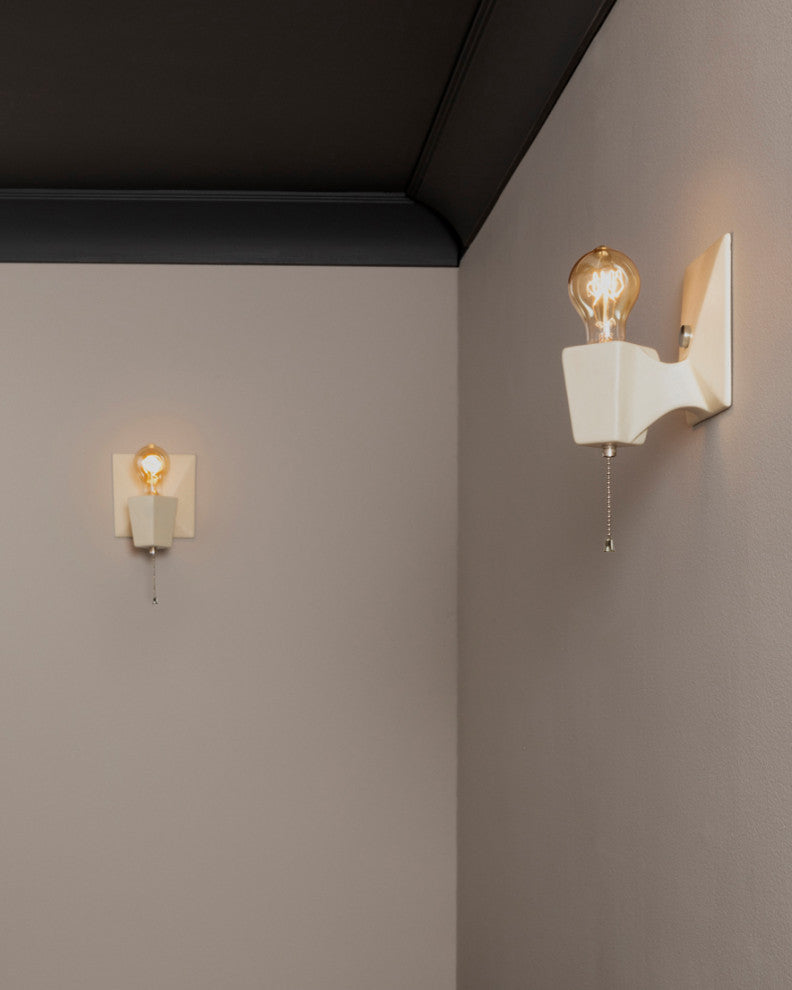 Geo Wall Sconce, Matte White, Brushed Nickel