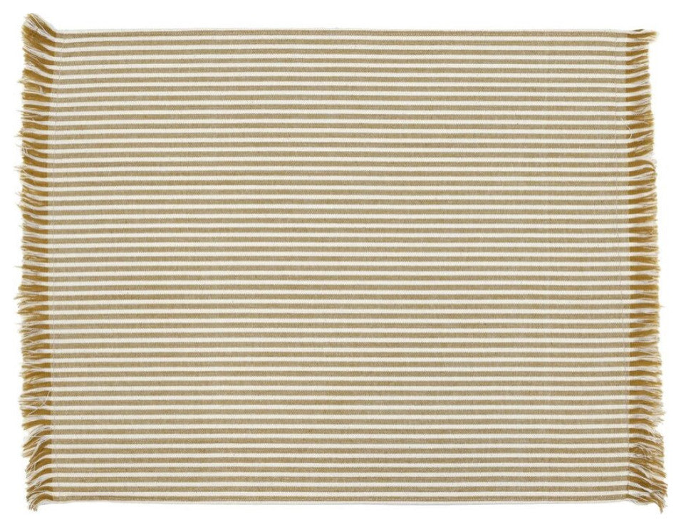 Set of Eight Yellow Ochre Striped Placemats