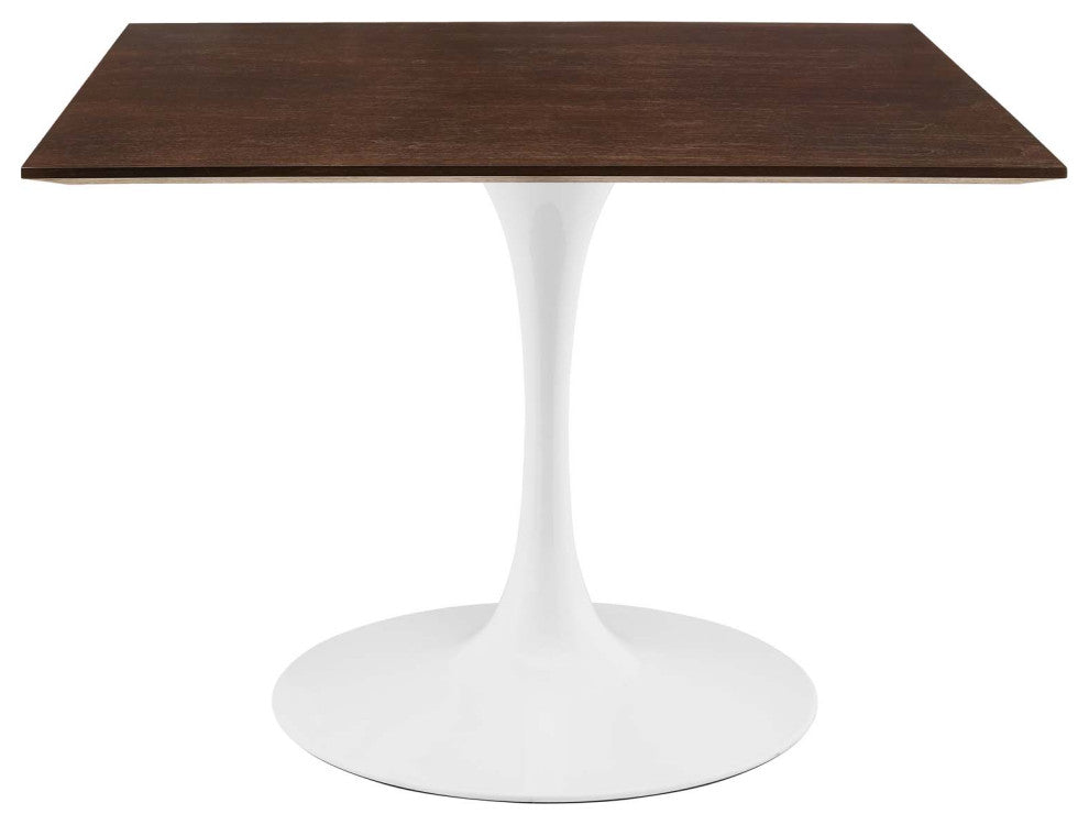 40" Dining Table, Square, White Walnut, Metal, Modern, Bistro Hospitality