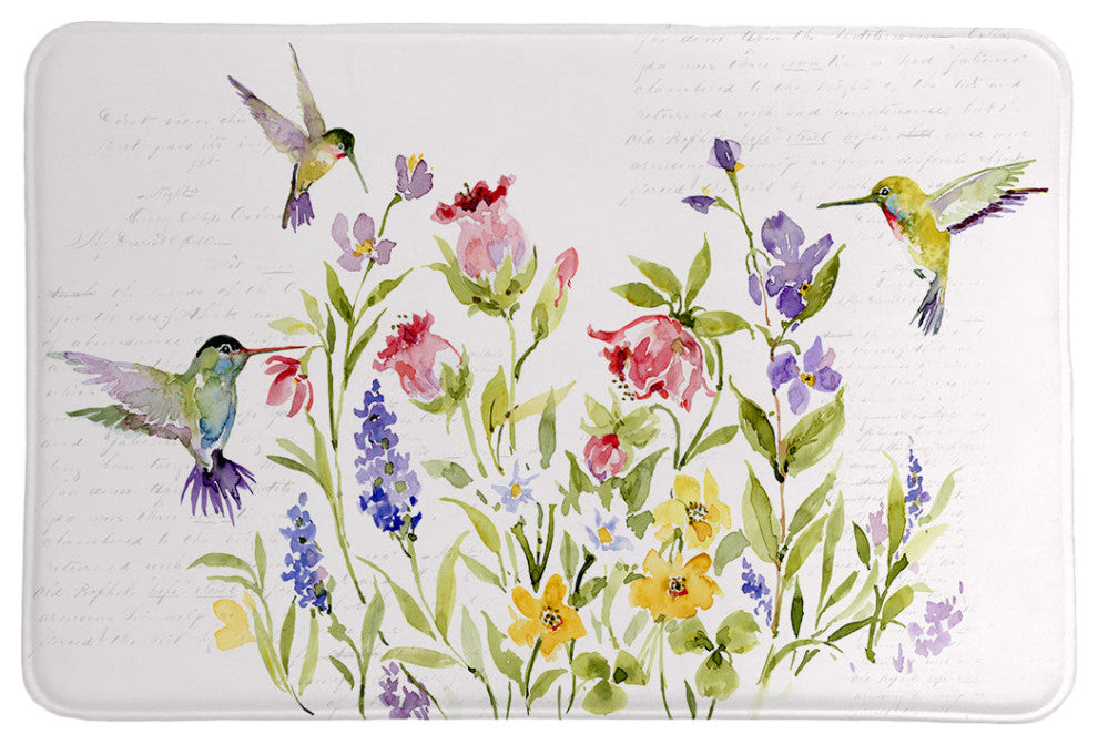 Laural Home Hummingbird Floral Memory Foam Rug