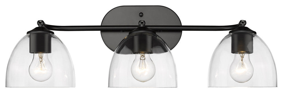 Golden Lighting 6958-3SF CLR Roxie 3 Light 25"W Semi-Flush - Matte Black /