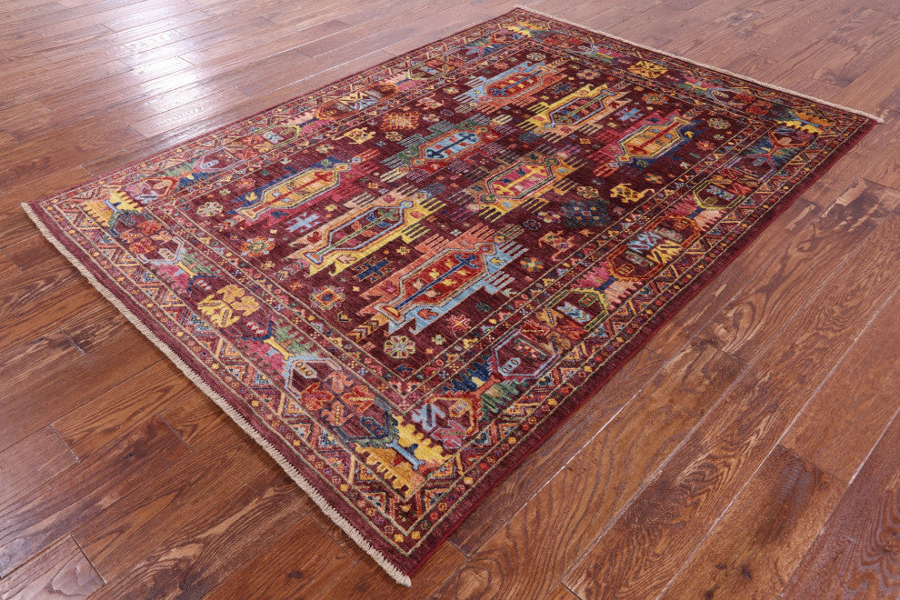 4' 10" X 6' 8" Tribal Fine Serapi Handmade Wool Rug - Q12503