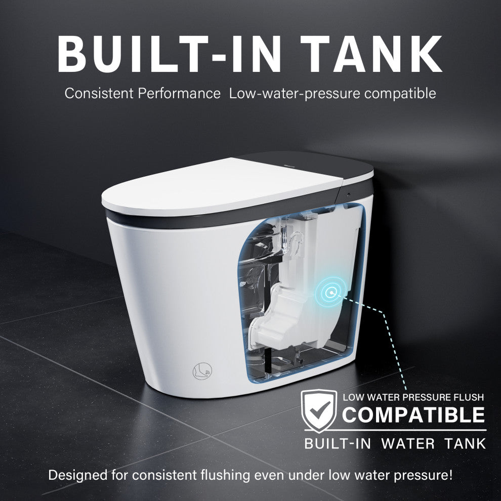Smart Toilet with Remote Control, Heated Seat, LED Display, and Automatic Flush