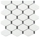 Badajoz 11.5x10.94, Honeycomb Glass Mosaic Tile, White/Black, Box of 11