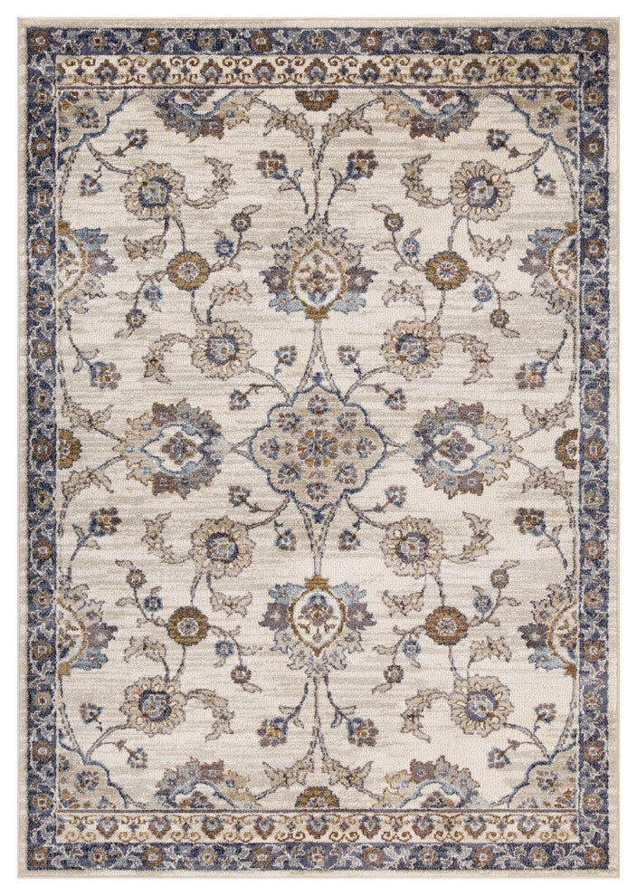 Jordan Bea Power-Loomed Polypropylene Area Rug, Ivory/Charcoal, 5'3"x7'6"