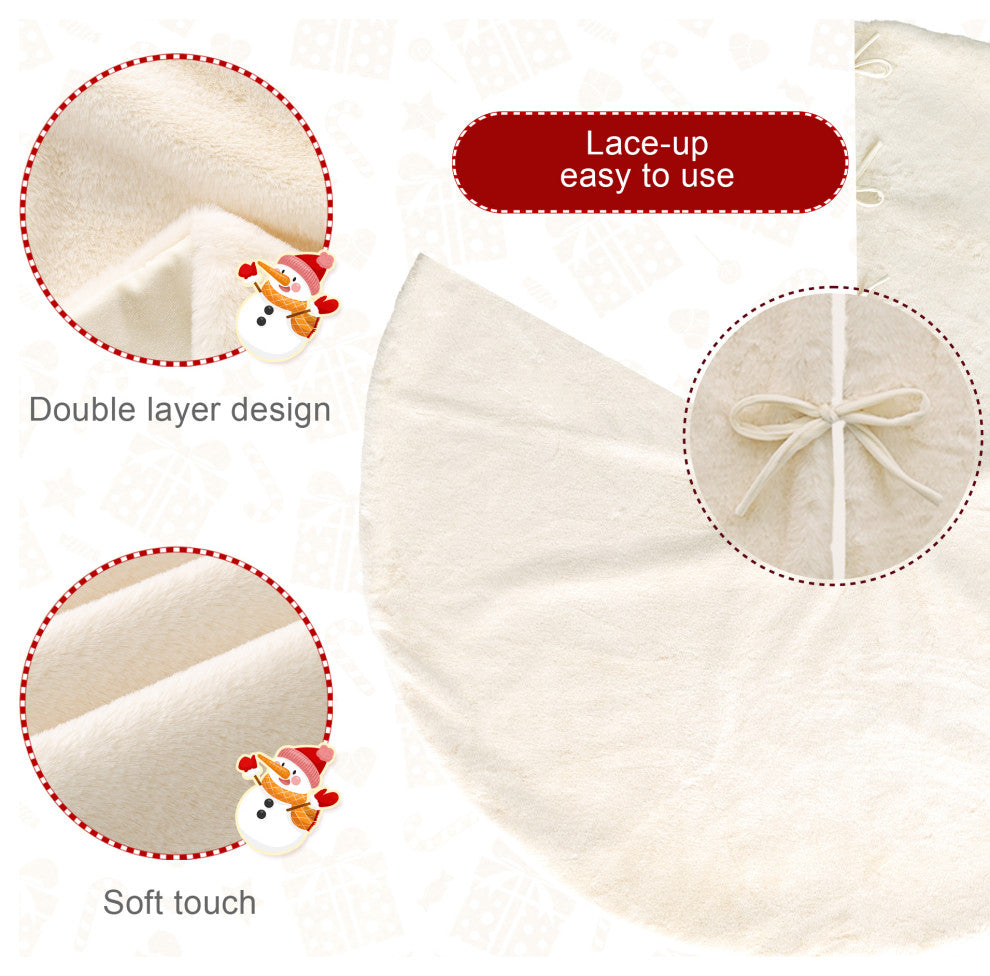 60"D Faux Rabbit Fur Christmas Tree Skirt