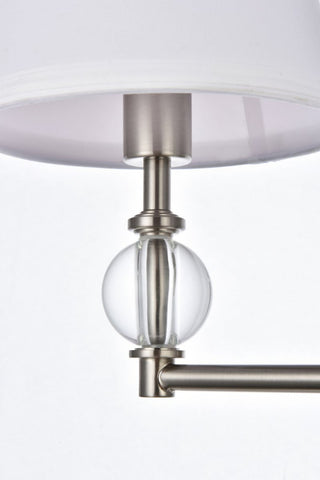 Beau 2-Light Bath Sconce, Satin Nickel With White Fabric Shade