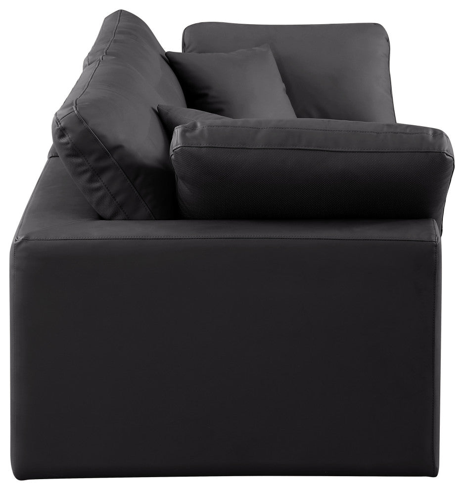 Comfy Upholstered Modular Sofa, Black, 2-Piece: 2 Corner Chair, Vegan Leather