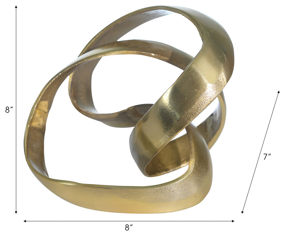 Aluminum Knot Sculpture, 7", Gold
