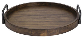 Uttermost Reine Coastal MDF Wood and Metal Serving Tray in Brown/Gray