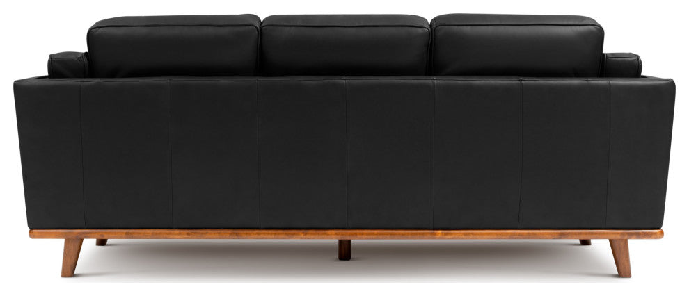 Valencia Artisan Modern Top Grain Nappa 11000 Leather Three Seats Sofa, Black