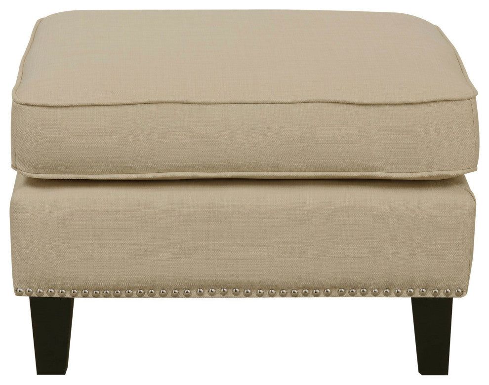 Emery Ottoman, Blue, Natural