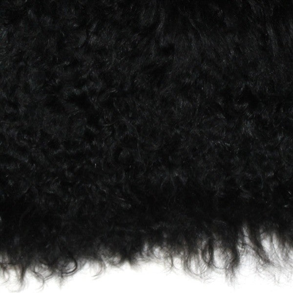 Genuine Mongolian Sheepskin Throw Pillow with Insert (16+ Colors), Black