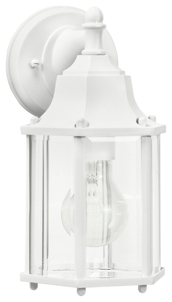Outdoor Wall 1-Light, White/Clear Beveled Glass