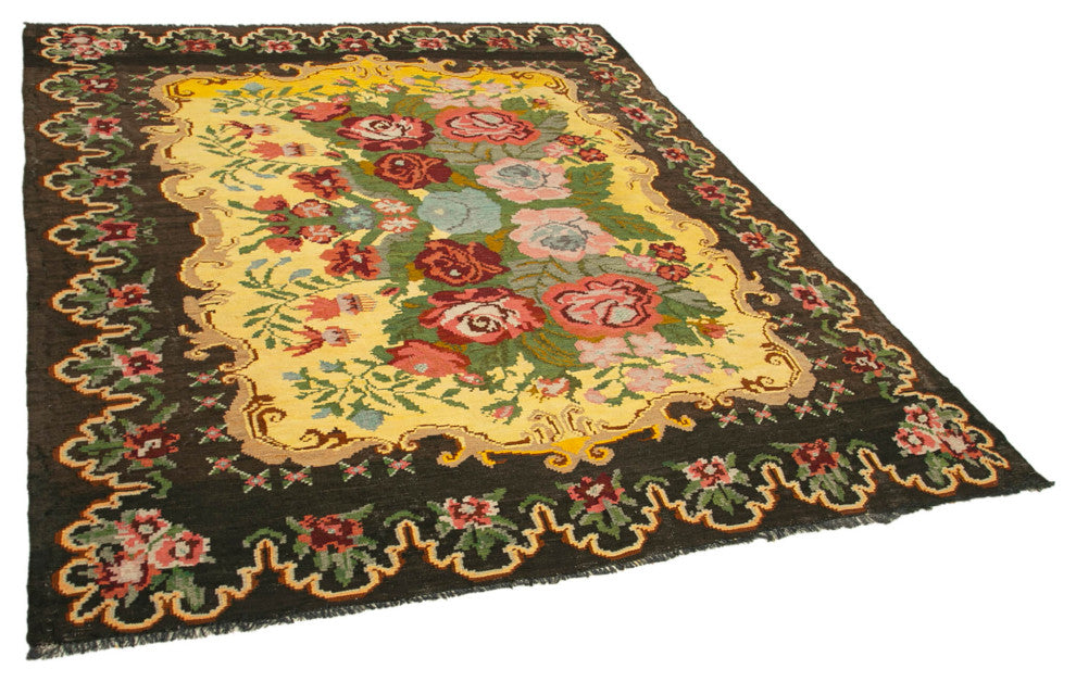 Rug N Carpet - Handmade Bessarabian 6' 7'' x 8' 1'' Vintage Floral Kilim Rug