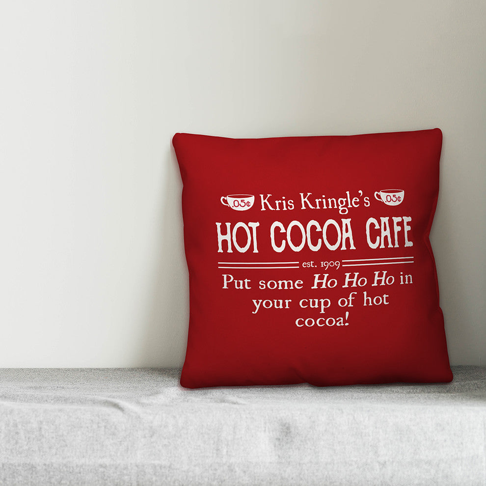 Kris Kringles Hot Cocoa Cafe 16"x16" Throw Pillow