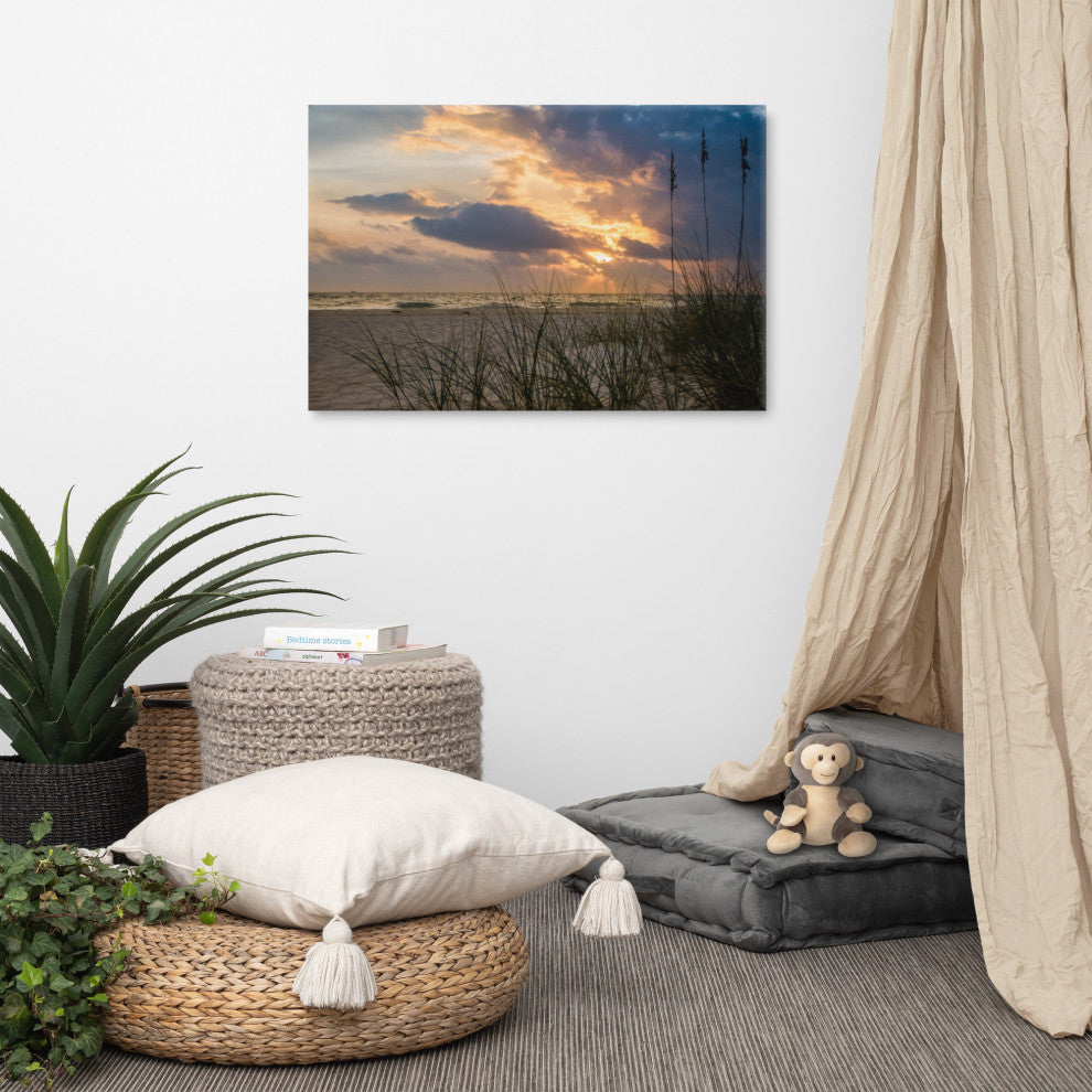 Coastal Wall Artwork: Anna Maria Island Beach Sunset 2 Canvas Print, 24" X 36"