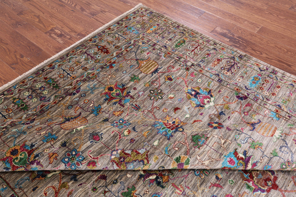 8' 1" X 11' 5" Persian Tabriz Hand Knotted Wool Rug Q9793