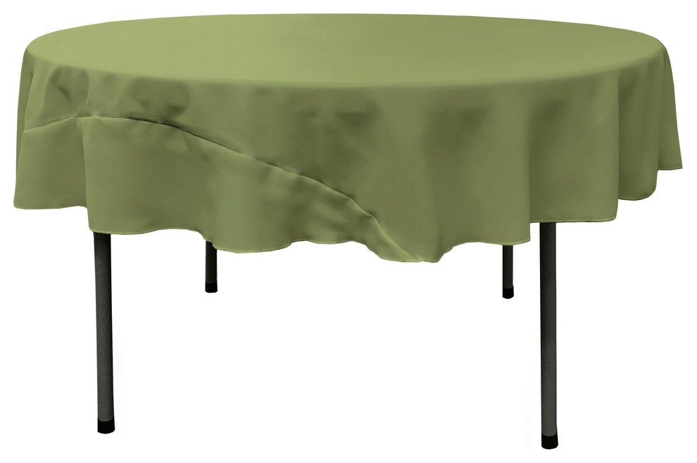 LA Linen Round Polyester Poplin, Dark Sage, 72" Round