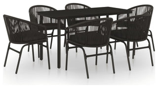 vidaXL Patio Dining Set 7 Piece Black Garden Outdoor Table and Chair Furniture