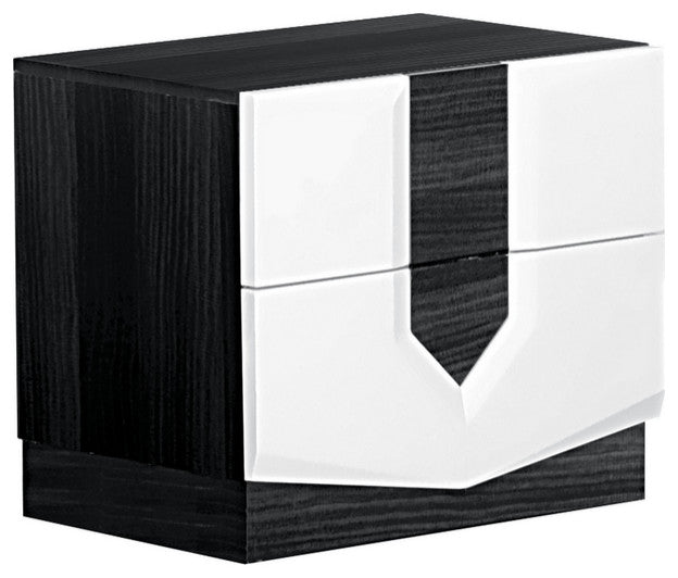 White And Grey Nightstand With 2 Drawer