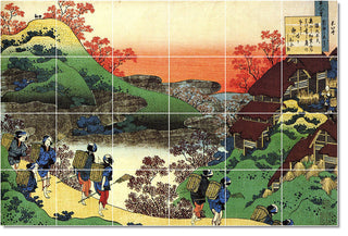 Katsushika Hokusai Ukiyo-E Painting Ceramic Tile Mural #27, 25.5"x17"