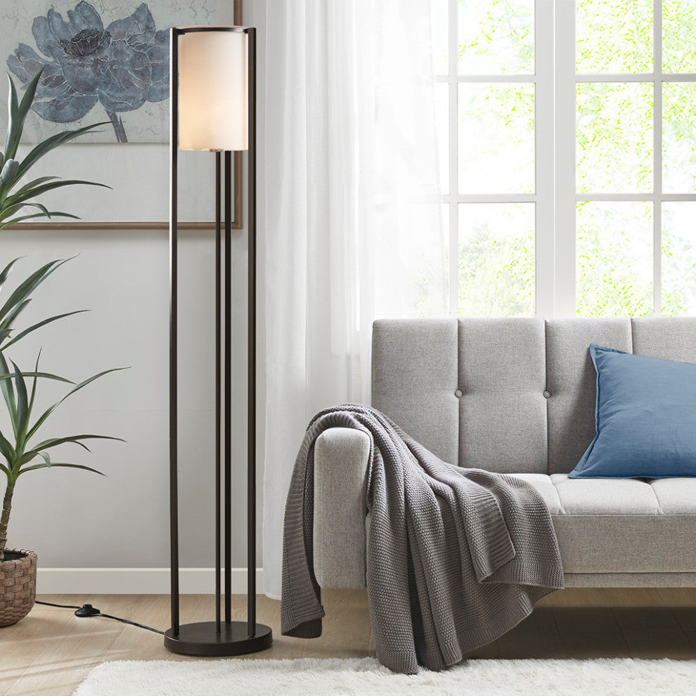 Martha Stewart Charlton Minimalist Modern Metal Floor Lamp, Black