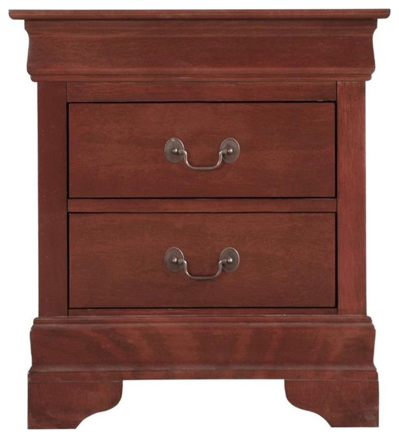 Glory Furniture Louis Phillipe 2 Drawer Nightstand in Cherry