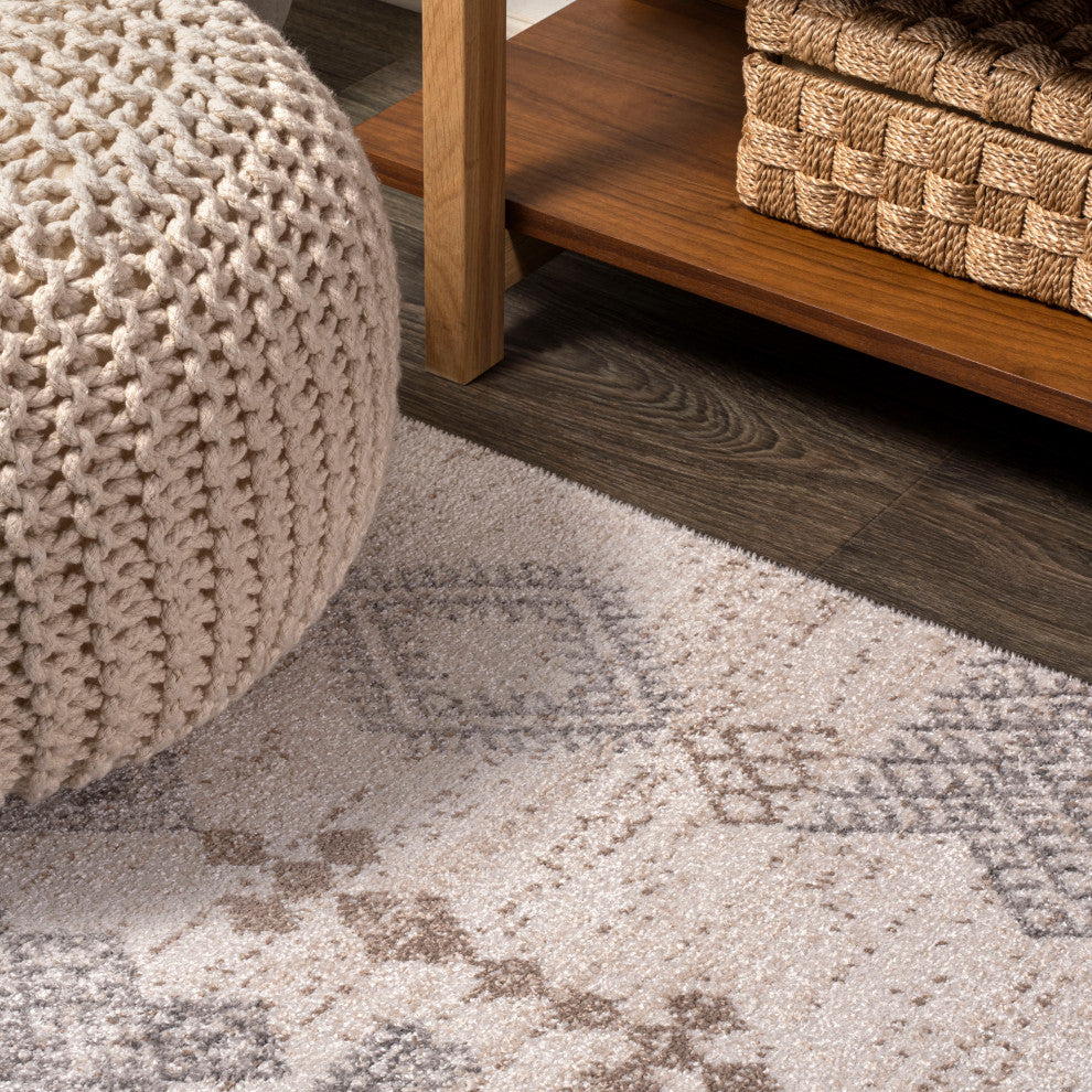 Bhalil Berber Diamond Geometric Beige/Gray 5 ft. x 8 ft. Area Rug