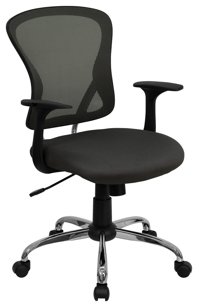 Mid-Back Mesh Swivel Task Chair with Chrome Base, Gray
