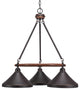 Blacksmith 3-Light Chandelier, Dark Granite Cone Metal Shade