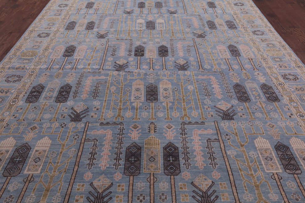 9' 1" X 12' 3" Peshawar Hand-Knotted Wool Rug Q5880