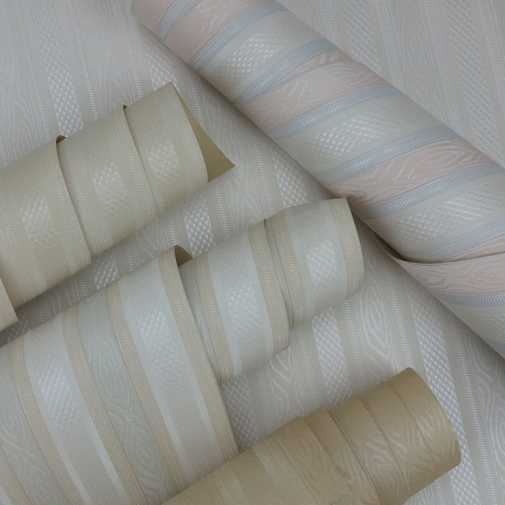 Boudin Stripe Wallpaper, Ivory, Bolt