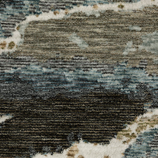 Easely Modern Abstract Waves Blue/ Green Area Rug, 5'3" x 7'6"