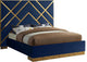 Vector Upholstered Bed, Navy, Queen, Velvet