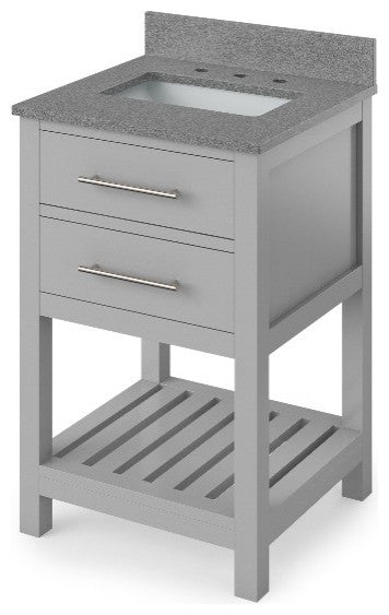 Wavecrest Contemporary Grey 24" Vanity, Steel Grey Cultured Marble Vanity Top