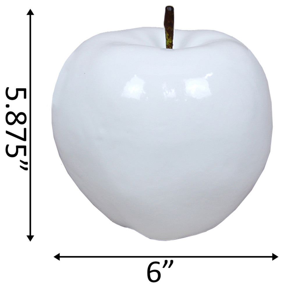6" Shiny Large Centerpiece Apple,White