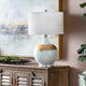 Dana 28" Glass Table Lamp With Linen Shade