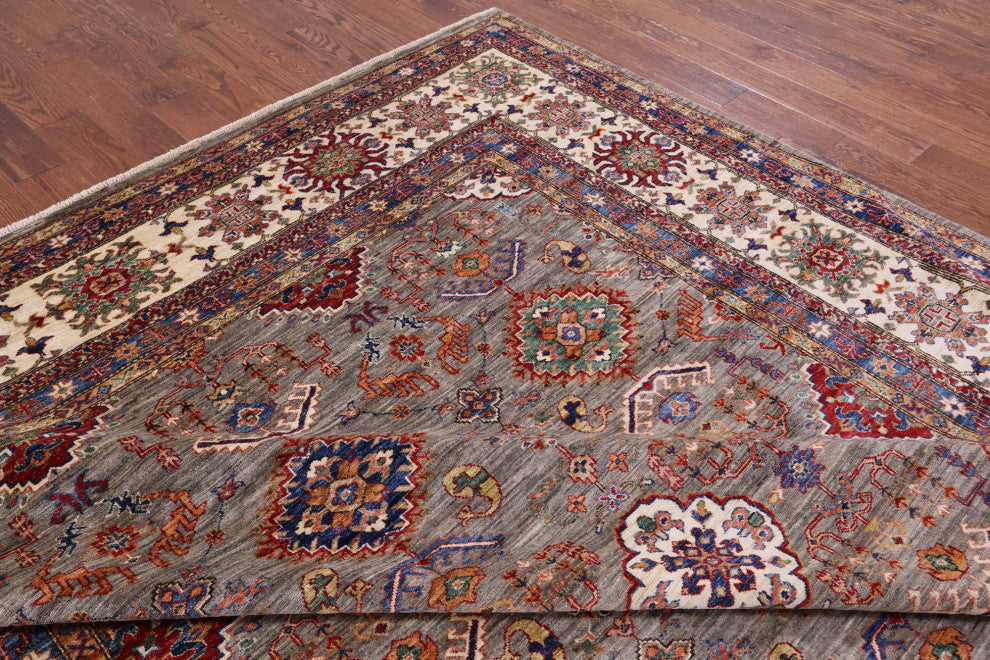 9' 10" X 13' 9" Handmade Super Kazak Wool Rug Q9780