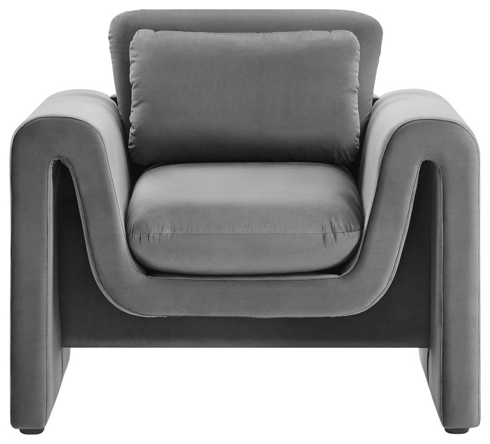 Waverly Performance Velvet Armchair - Gray