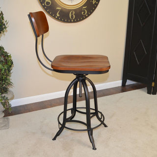 Mason Adjustable Barstool - Chestnut Seat - Black Base