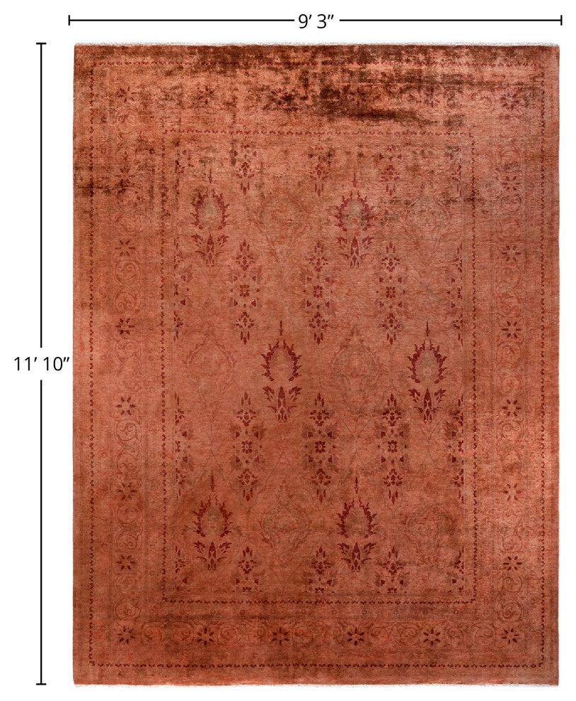 Overdyed, One-of-a-Kind Hand-Knotted Area Rug Brown, 9'3"x11'10"