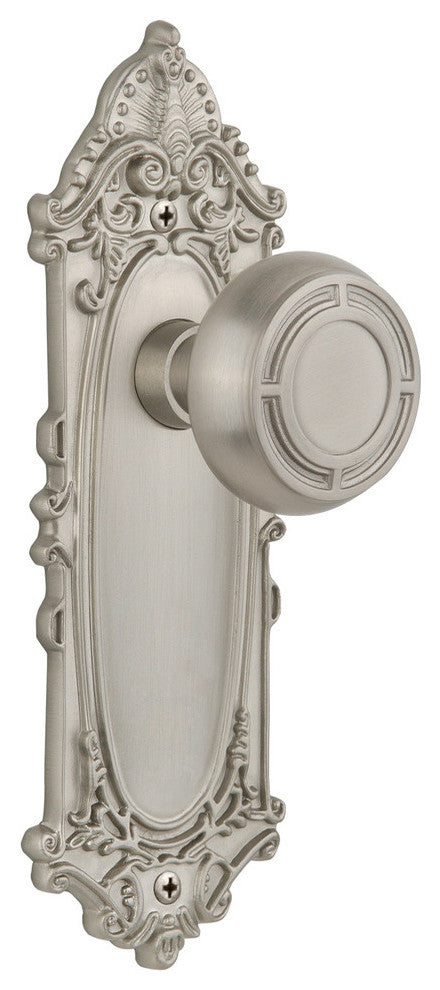 Victorian Plate Privacy Mission Knob, Satin Nickel