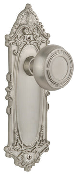 Victorian Plate Privacy Mission Knob, Satin Nickel