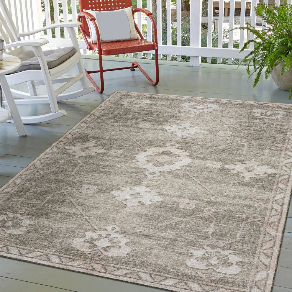 Indoor/Outdoor Sedona SN16 Khaki Machine Washable 3' x 5' Rug
