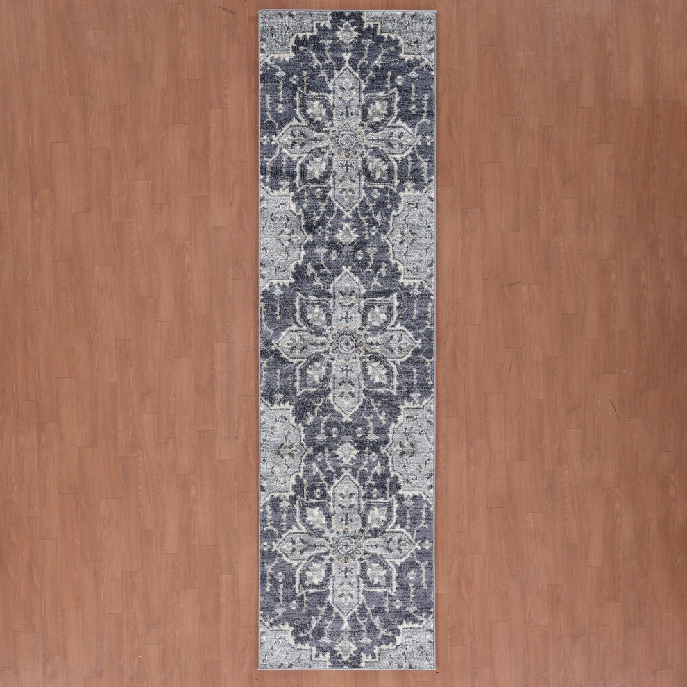 Jordan Eva Runner, Purple, 2'7" x 10", Medallion