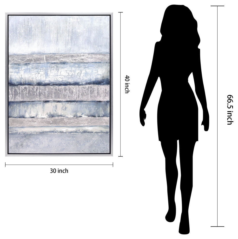 Winter Steps Textured Metallic Hand Painted Framed Wall Art by Martin Edwards