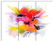 Colorful Abstract Flowers on White, Extra Large Floral Wall Art, 36x28, 3 Panels